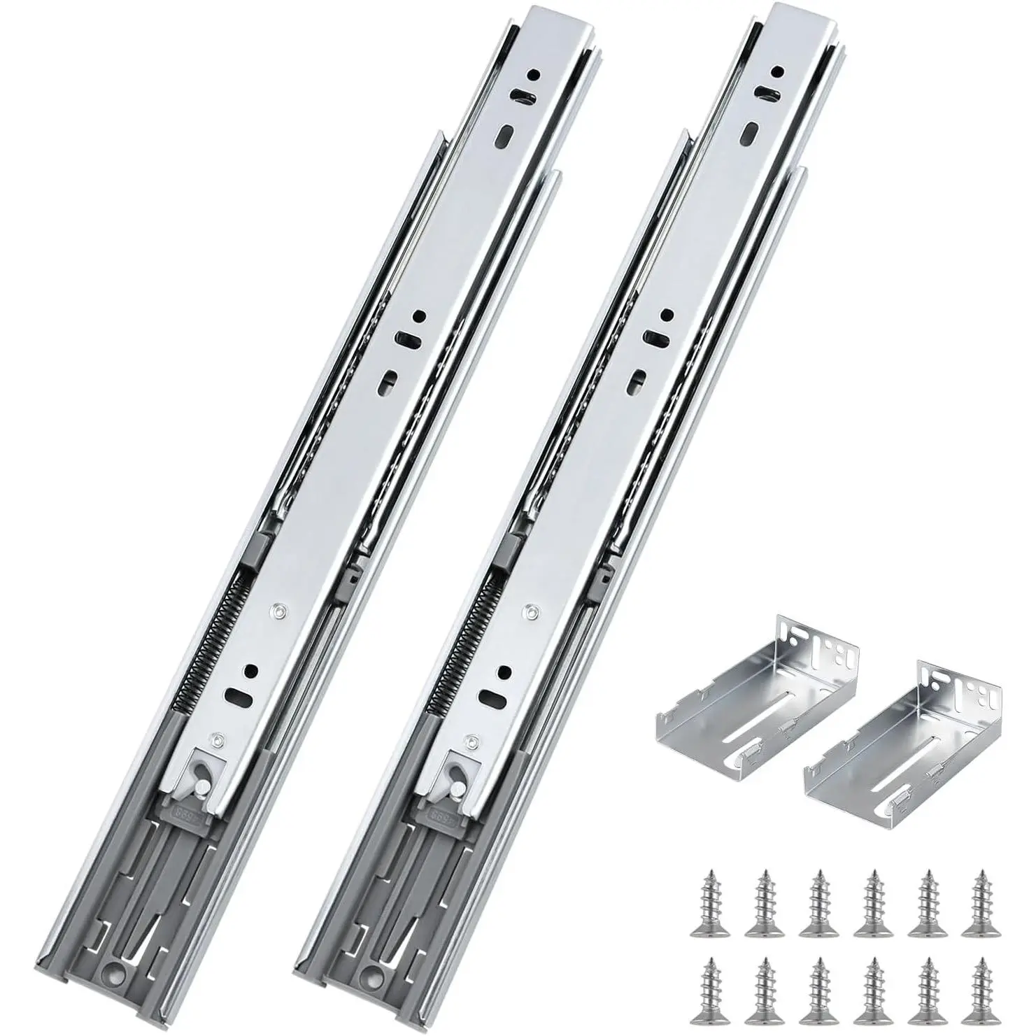 1 Pair 22 Inch Rear/Side Mount Drawer Slides with Rear Mounting Brackets, Heavy Duty Ball Bearing Soft Close Drawer Glides, 3 Folds Full Extension Dresser Drawer Runners