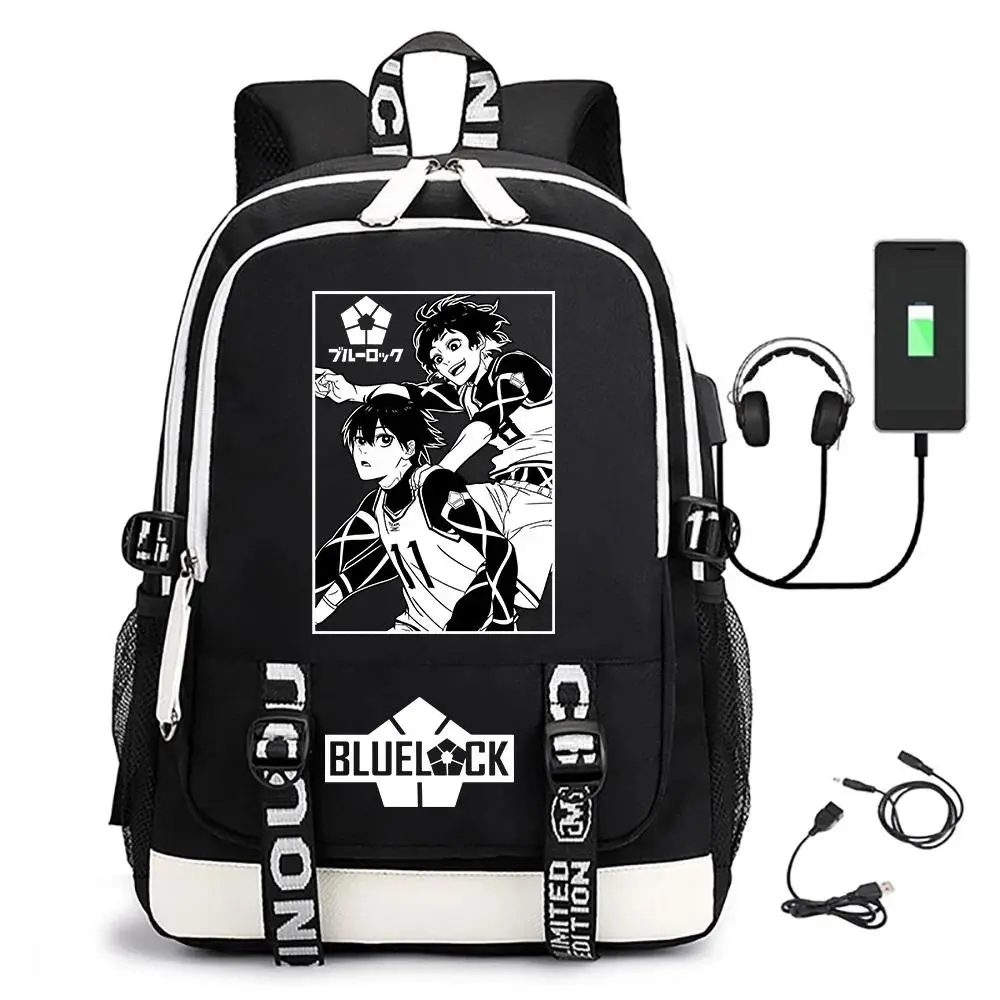 BLUE LOCK Anime Cosplay Backpack Students School Bag Cartoon Bookbag Laptop Travel Rucksack Outdoor Kids Gifts
