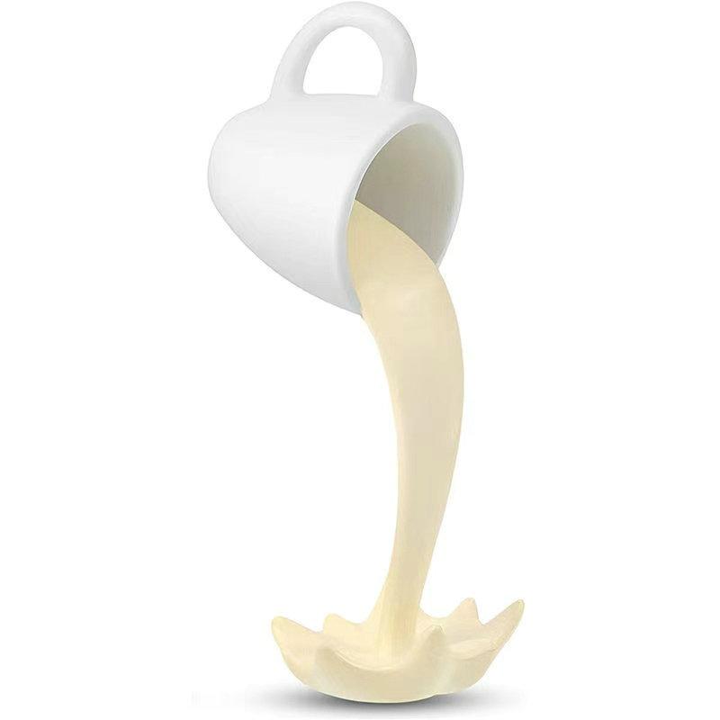 Floating Spilling Coffee Cup Sculpture, 3D Pouring Coffee Mug Resin Figurine, Kitchen Countertop Decor