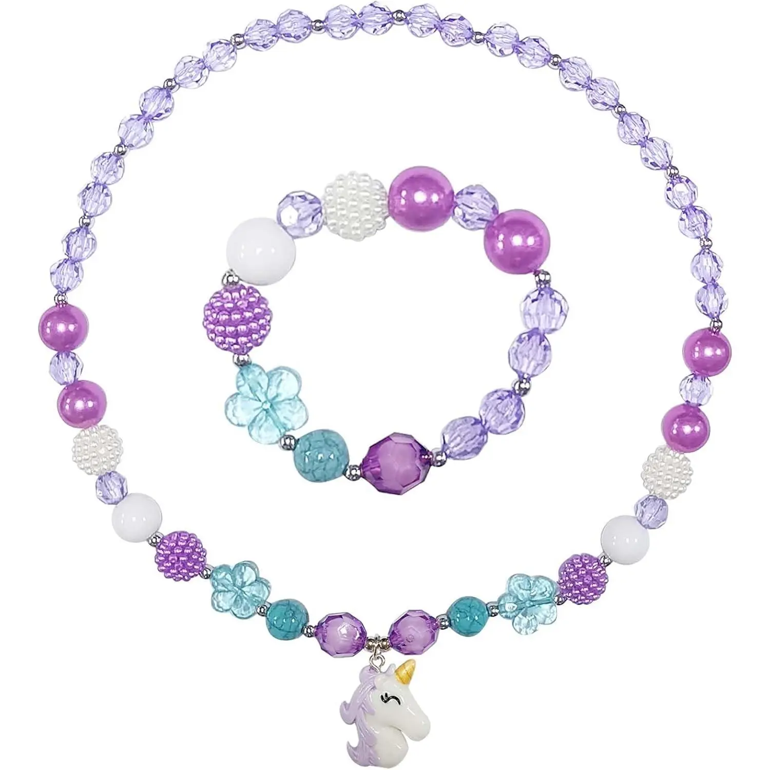 Set For Girls Unicorn Necklace Bracelet Set Necklace For Girls  Set Halloween Christmas Birthday  over 3 .