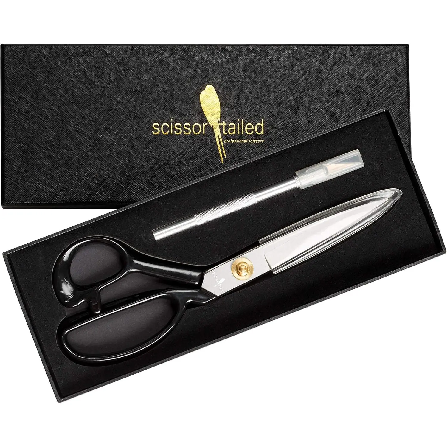 Sewing Scissors + Free Craft Knife - 9" Duty Shears - All Purpose Scissors: Office & Crafts, Perfect for Seamstress, Tailors, Dressmakers, Students, Artists