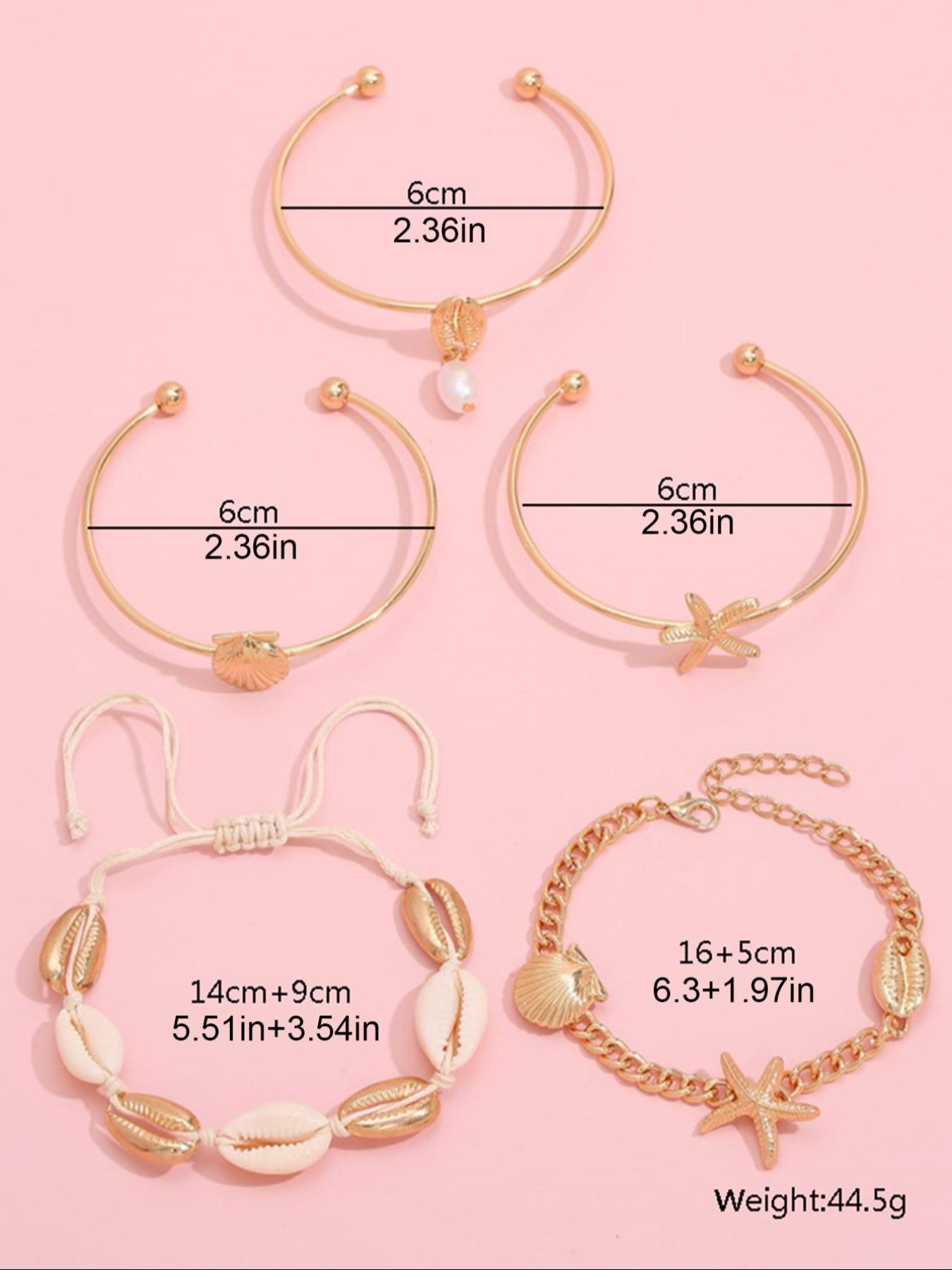 Fashionable Starfish & Shell Decorated Bracelet, Boho Style Jewelry for Women, Trendy All-match & Exquisite Jewelry for Birthday Gift, Bangles Bracelets Set, Stackable Bracelets, Fashion Chic Accessories