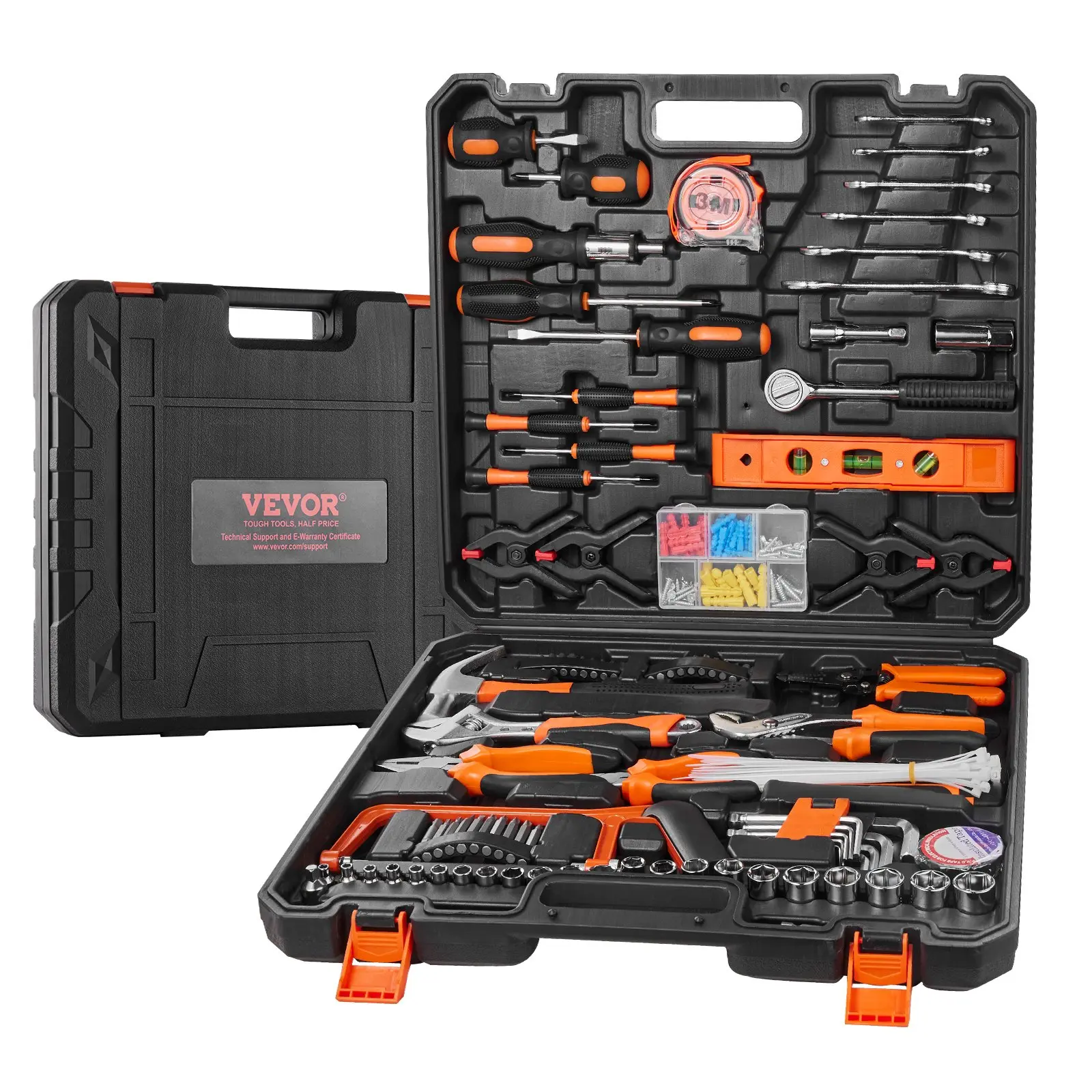 【DealsForYouDays】VEVOR Tool Kit, 216 Piece General Household Hand Tool Set, Home Repairing Tool Kit with Portable Tool Storage Case, High-Quality Steel, for Home Maintenance, DIY Projects, and Automotive Repair