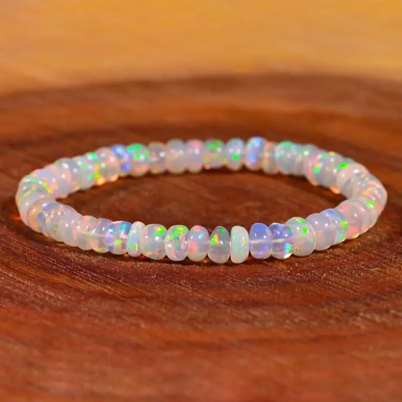 Menopause Natural Ethiopian Opal Bracelet, Stretch Elastic Cord Jewelry, Helps Maintain Emotional Balance