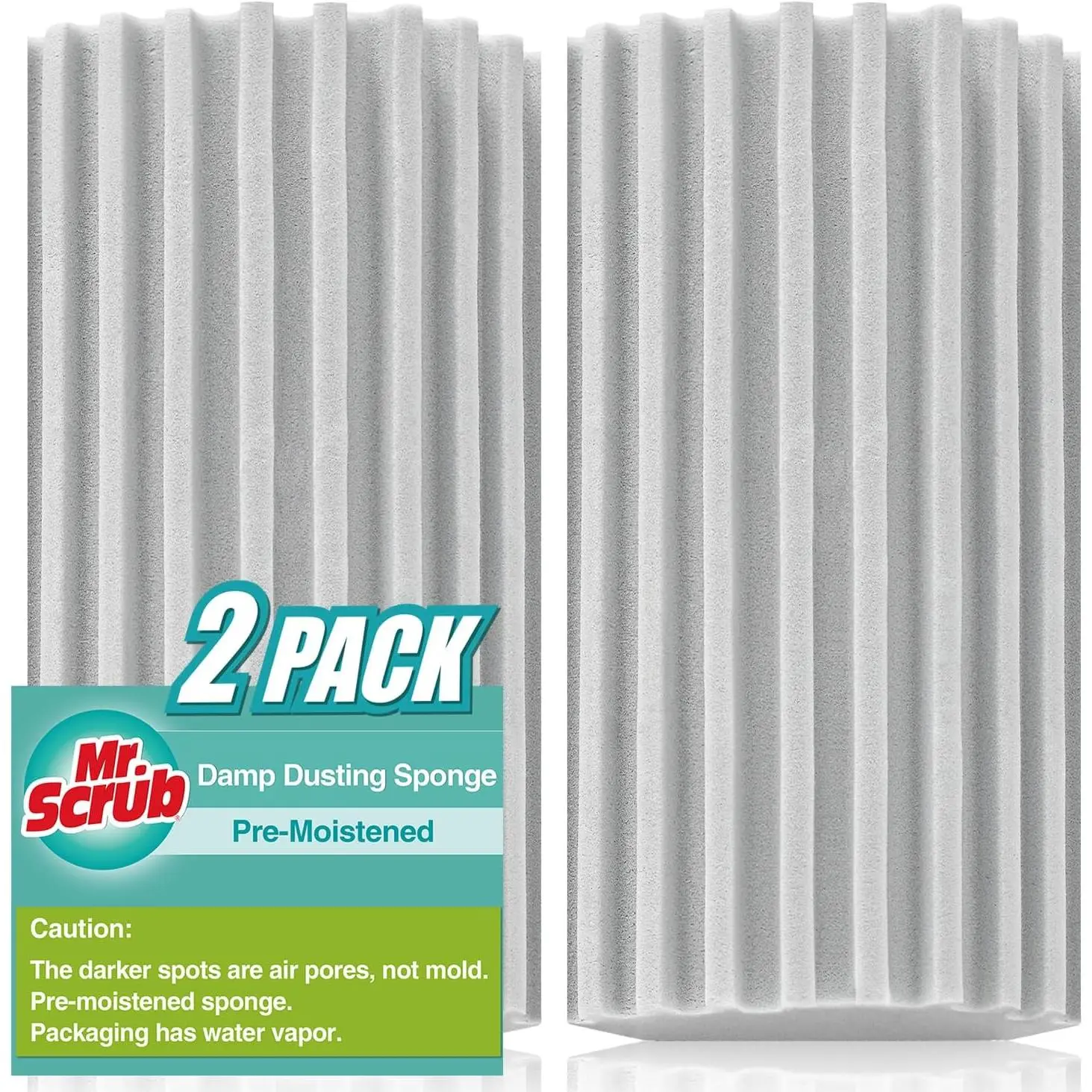 Damp Dusting Sponge Duster, 2 Pack Grey Dust Cleaning Sponge,  Household Cleaning Sponge Tool for Blinds, floorboards, Fan , Vents, Glass, Railings, Mirrors