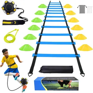 Soccer Agility  Equipment Set, Soccer Accessories 12 Rung 20Ft Agility Ladder, 12 Disc Cones,  Soccer Trainer, Jump Rope - Speed  Equipment Gifts for boy