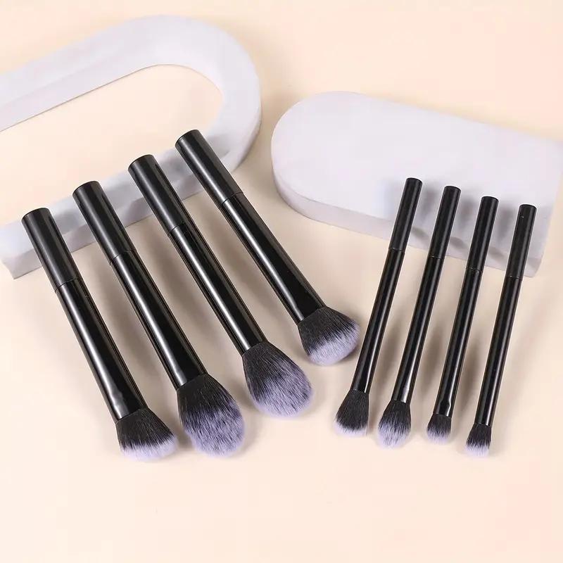 8-Piece Portable Makeup Brush Set, Includes Foundation, Blush, Concealer, Eyeshadow & Highlight Brushes, Ideal for Light Skin Tone