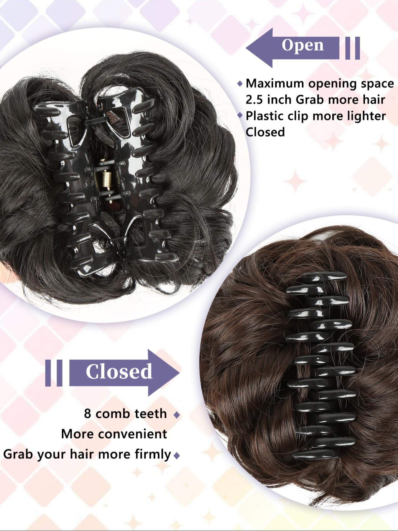 6 Inch Claw Clip Messy Bun Synthetic Soft Hairpieces, Wavy Curly Bun Clip, Synthetic Messy Bun Hair Extensions, Hair Clip, Hair Piece for Women
