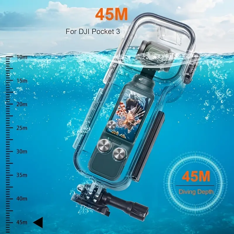 45m Diving Housing Case, Shockproof Drop Resistant Protective Shell Compatible with DJI Osmo Pocket 3, Underwater Photography Diving Camera Accessory