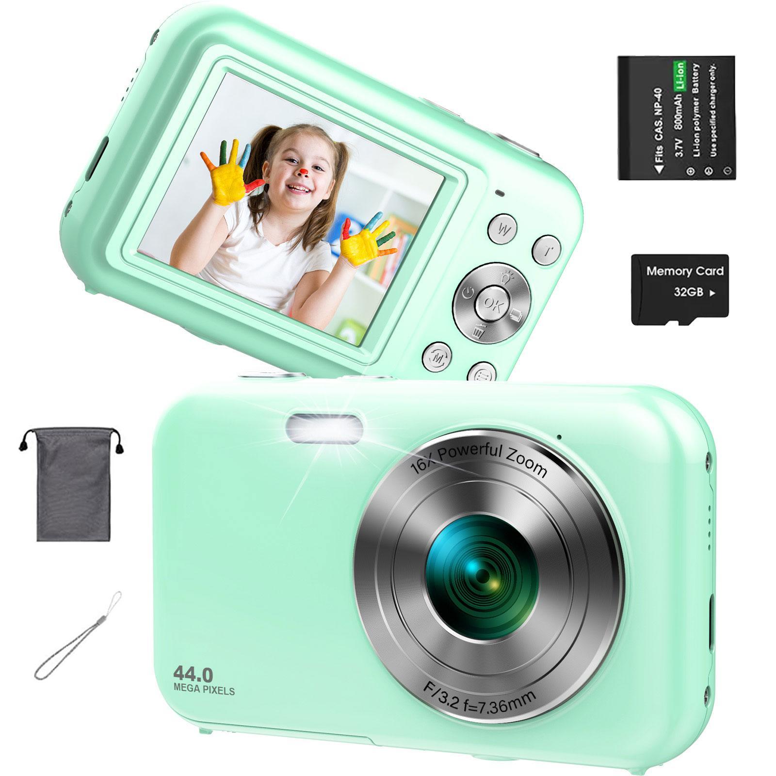 16X Optical Zoom Digital Cameras with 32GB Memory Card for Summer, 1080P＆44MP Video Photo Camera, Pink Portable Camera, Anti-shake Point & Shoot Camera Electronics, Digital Camera, Travel Accessories