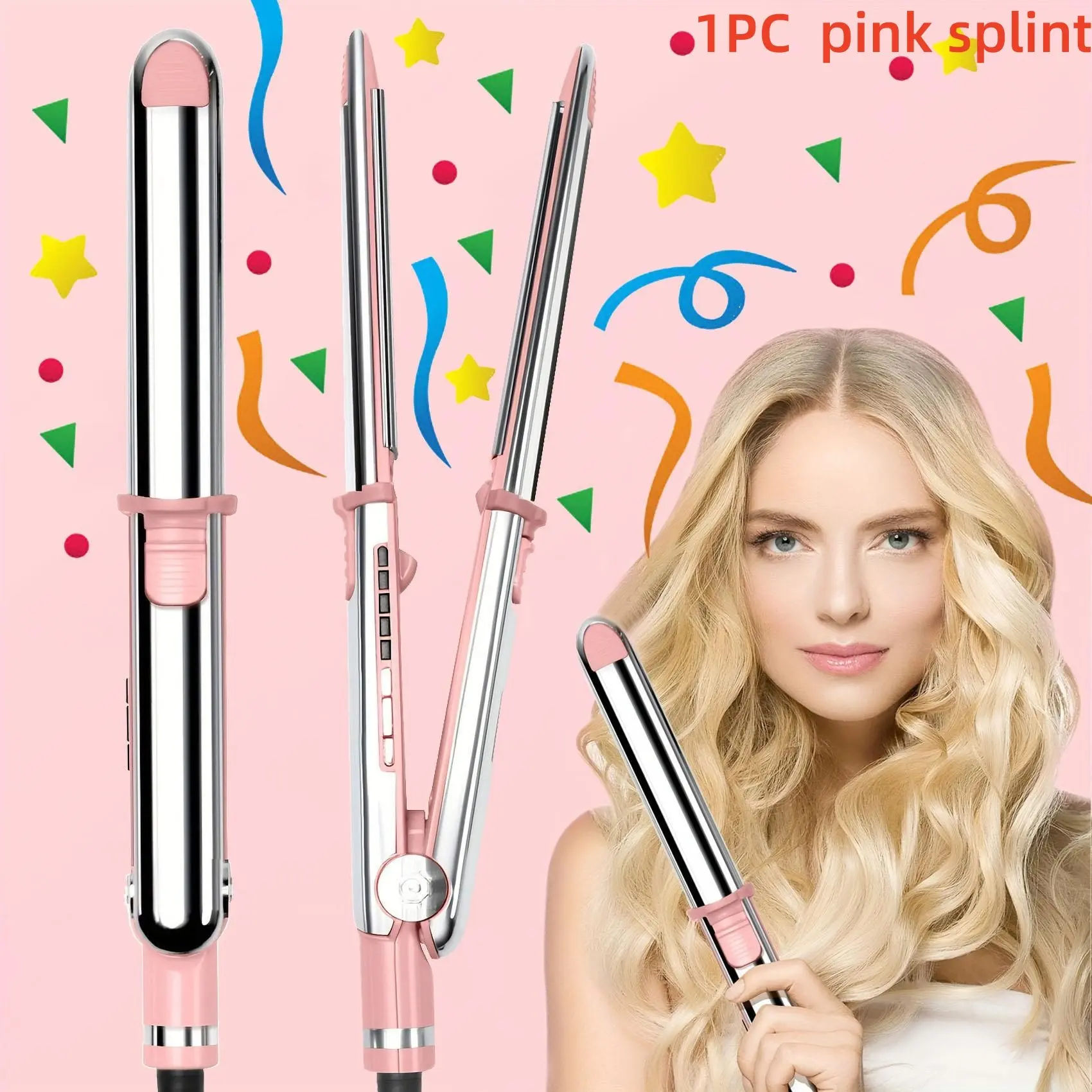 1pc Hair Straightener, 2 In 1 Multifunctional Hair Curler, Straightening Iron, Women's Hair Beauty Tools, Salon Fashion Curling Iron Personal Use Hair Curler Sticker