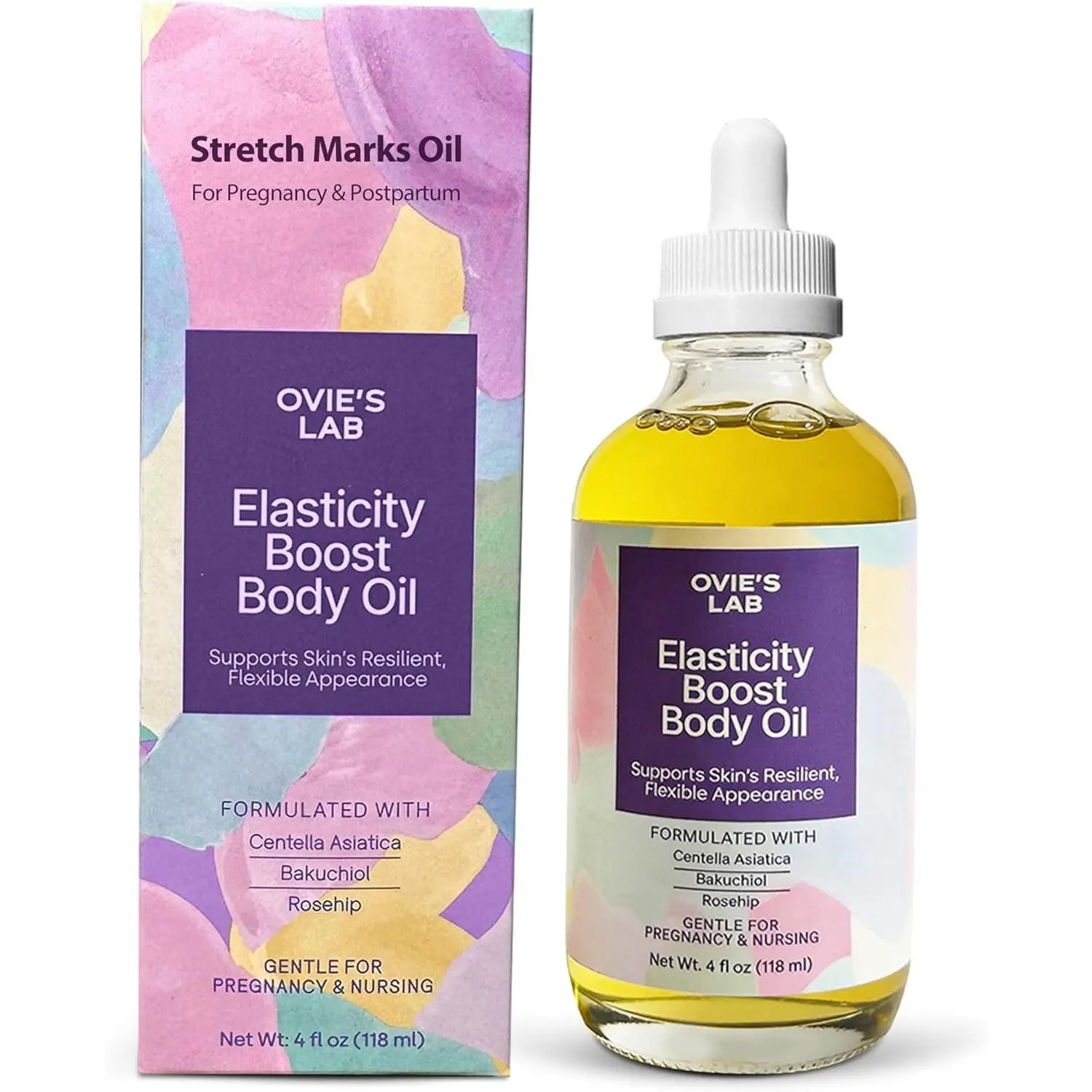 Belly Oil for Pregnant Women – Oil for Stretch Marks During Pregnancy & Postpartum, Pregnancy Stretch Mark Support with Centella Asiatica, Lightweight Body Oil