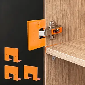 4-Piece Magnetic Quick Hinge Mounting Plate Set — Adjustment-Free Hinge Hole Positioning Tool — Ideal for DIY and Professional Cabinet Door Installation