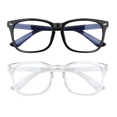 Computer Gaming Glasses – Trendy Square & Rectangle Frame Blocker Glasses for All Genders, Lightweight Durable Eyeglasses for Daily & Party Looks