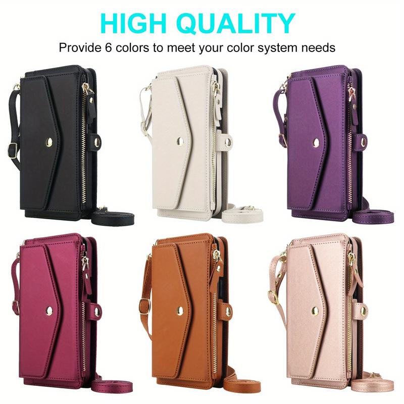 For IPhone 17 16 15 Wallet Case For Women, Support Wireless Charging With Blocking Card Holder, Wallet Detachable Magnetic Phone Case Crossbody Strap_voghion.com