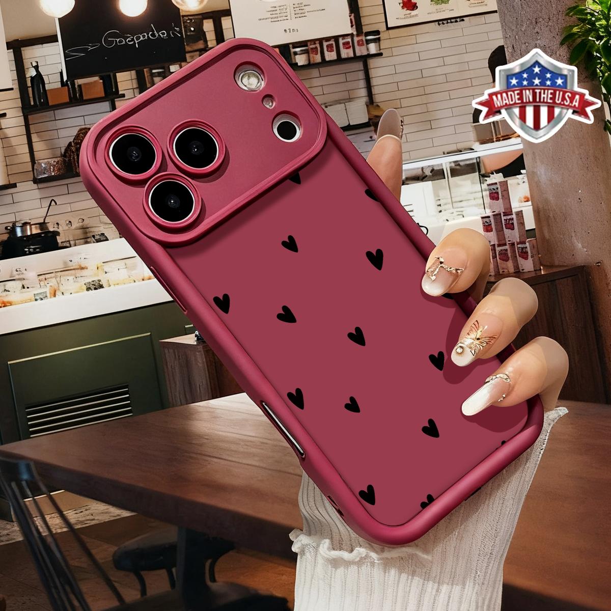 Aesthetic Smartphone Cellphone Case, Cute Minimalist Heart Pattern Handheld Accessories for iPhone 17,16,15,14 Pro Max,13,12,11,XR,XS Plus - Slim,Lightweight,Shockproof,Anti-Drop Protective TPU Cover