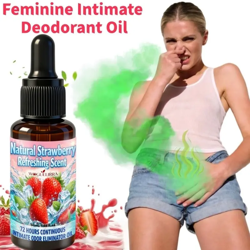 Feminine Intimate Deodorant Oil, Body Deodorizer, Strawberry Scent, Long-Lasting Freshness, Body & Private Area Care, 72 Hours Odor Control, Single Pack