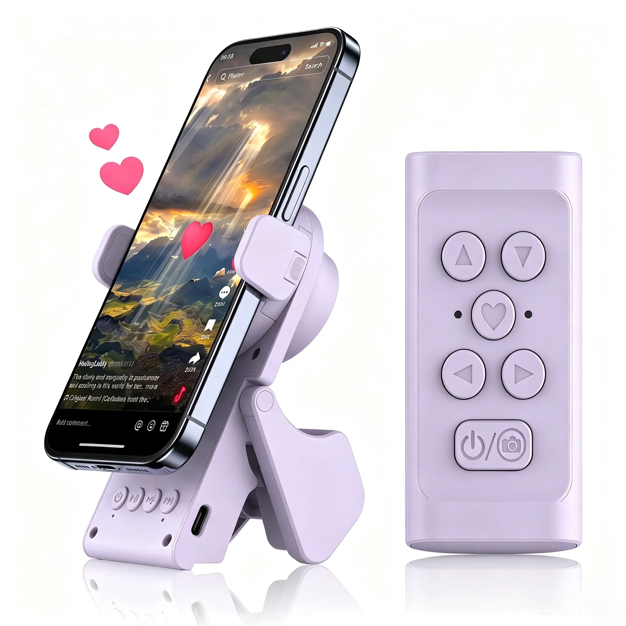 MFHHFM TikTok Scrolling Remote with Bluetooth Speaker & Phone Stand, Kindle App Page Turner, Camera Shutter for iPhone Android iPad Tablet