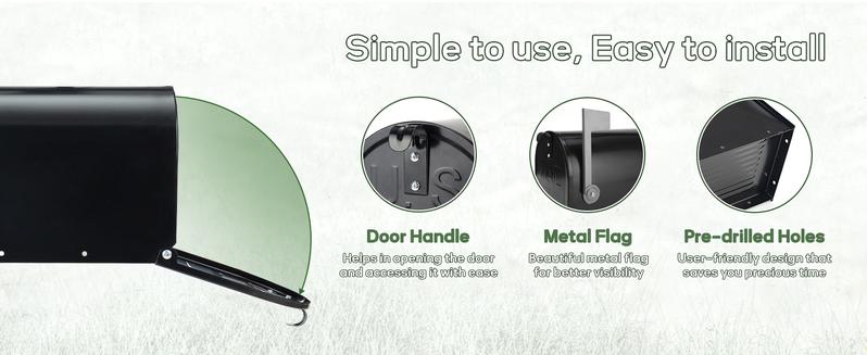 Galvanized Steel Post-Mount Mailbox 20"x8.7"x6.7" - Weatherproof Outdoor Lockable Mailbox with Anti-Rust Coating, Medium Capacity/Apartment Security Organiser Racks