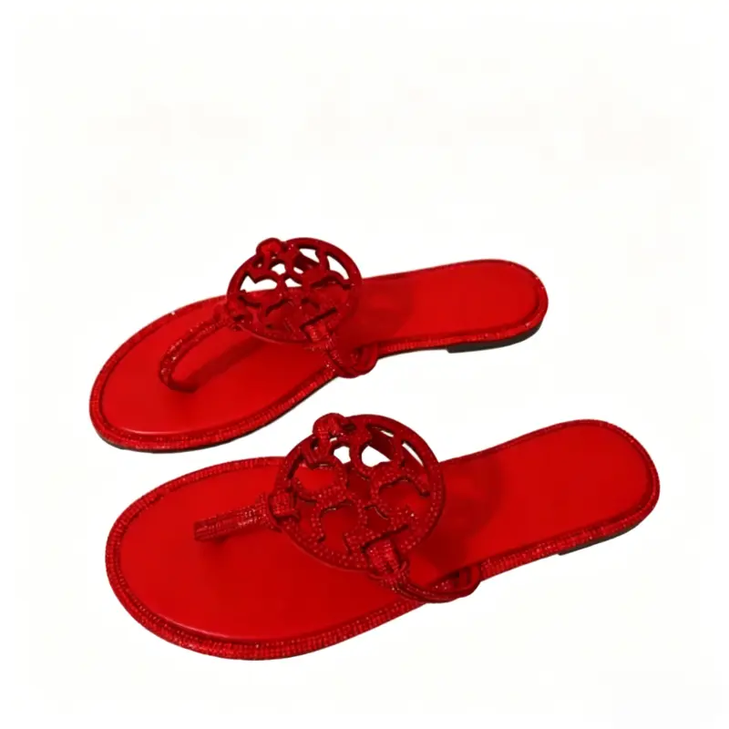 Glitter Rhinestone Border Flat Flip Flops Hollow Ornament T-Strap Sandals Comfort Cushioned Insole Non Slip Outsole Ladies Daily Shopping Pool Party Resort Travel Summer Footwear
