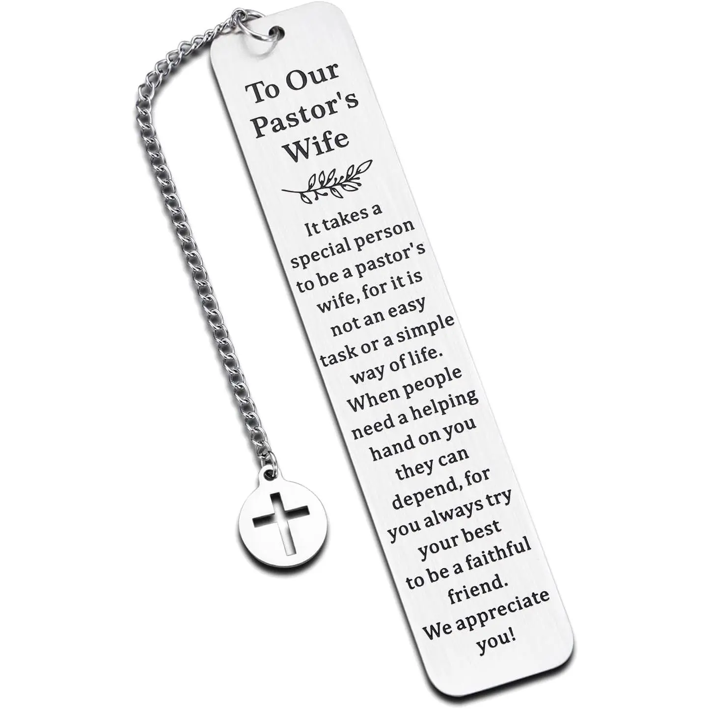 Engraved Personalized 5.12x1.03" Stainless Steel Pastor Bookmark with Engraved Text, Gratitude Gift for Pastors, Office Stationery for Christmas or Birthday Gifting