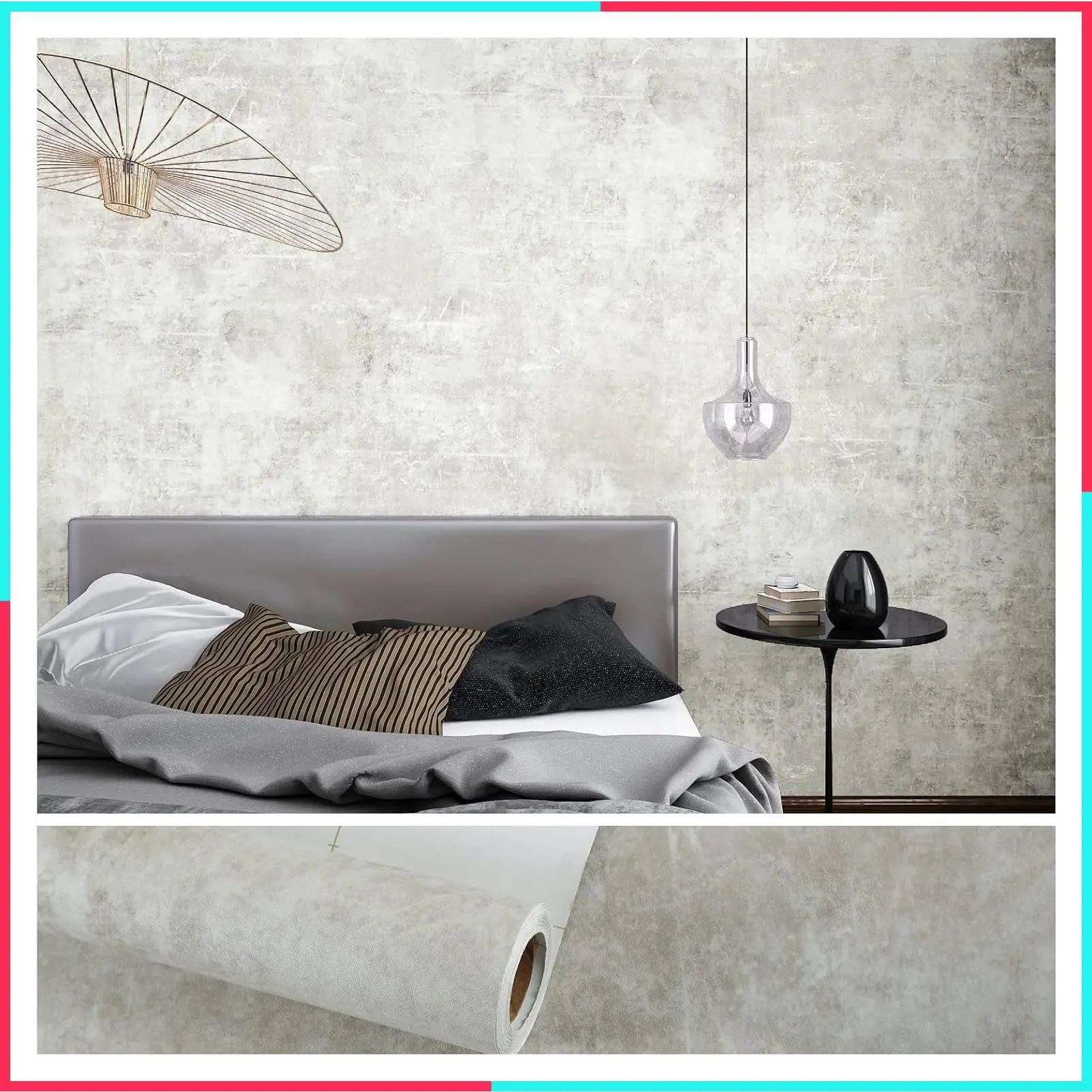 15.7''x118'' Peel and Stick Textured Limewash Concrete Wallpaper for Bedroom Bathroom Wall Removable Self Adhesive Contact Paper for Countertops Waterproof Cement
