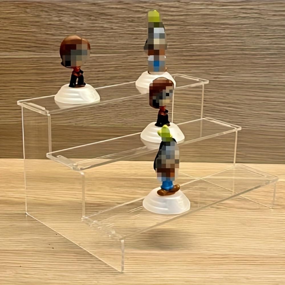 3-Tier Clear Acrylic Display Stand for Collectibles, 27 Inch Height with 3 Compartments, Sturdy Multi-Functional Modern Design, Acrylic Display Risers