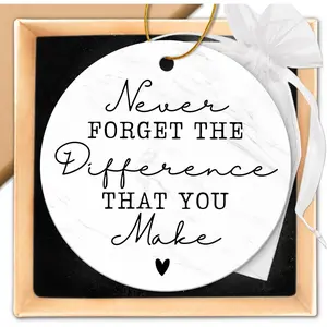 2026 Ceramic Christmas Ornaments, Thank You Appreciation Gifts for Women Men, Ideal for Teacher Employee Nurse Friend Coworkers Boss Farewell, Printed "Never Forget The Difference That You Make"