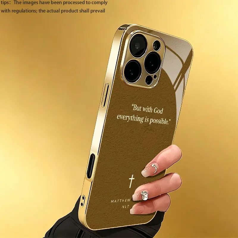 Classic Bible verse retro brown pattern phone case suitable for OPPO Reno2 F/Reno3 Pro 5G/Reno4/Reno4 Pro/Reno4 5G/Reno4 Pro 5G/Reno5 4G/Reno5 Pro 5G/Reno6/Reno6 5G/Reno6 Z Light luxury gold glass texture phone case