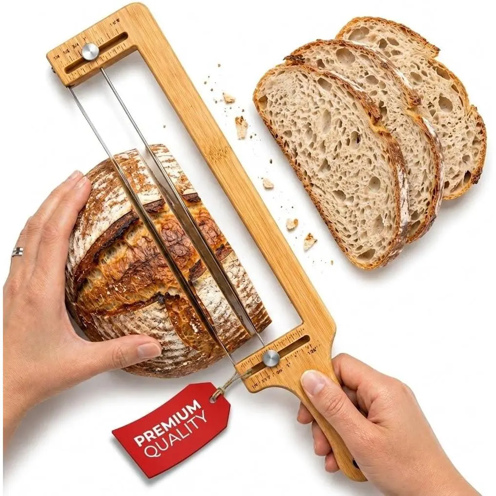 Adjustable Bread Slicer  with Guide for Even Slices  for Sourdough, Homemade Loaves Durable Artisan Bread  Tool Essential Kitchen Gadget for Bakers and  Chefs