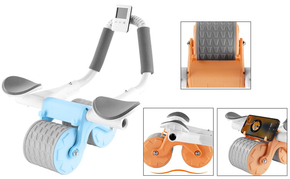 Ab Roller Wheel,with Timer Automatic Rebound Abdominal Wheel,Elbow Support Abs Roller Wheel Core Exercise Equipment