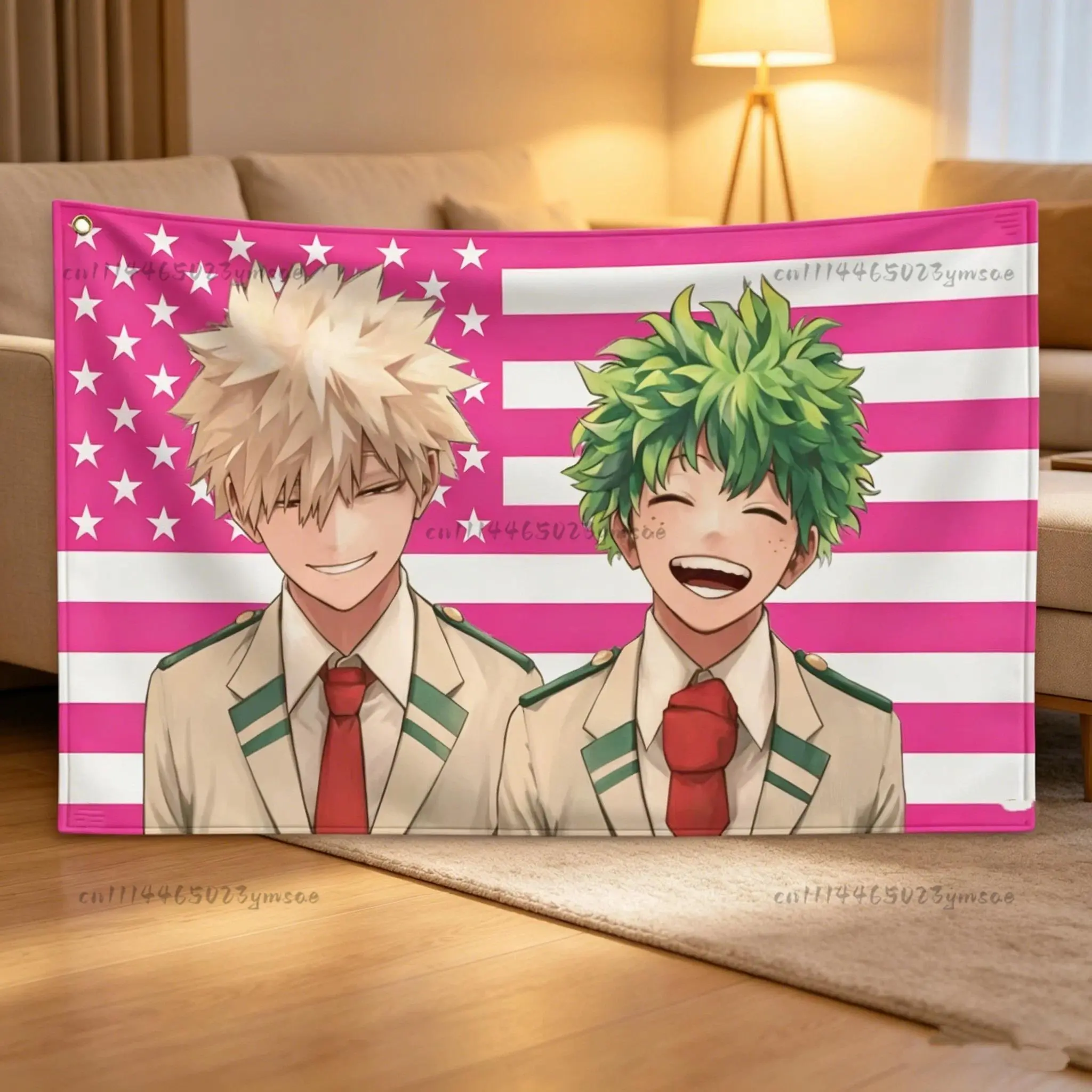 Anime Tapestry Pink American Flags Funny Flags My Hero Academias Bakugou Katsuki Background Cloth Bedrooms Home Decor Items Gift