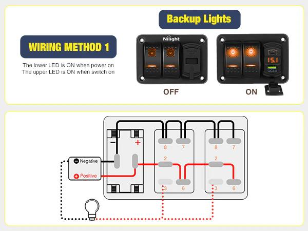 Nilight 4 Gang Switch Panel With QC3.0 & PD Charger And Voltmerter with Orange Backlit