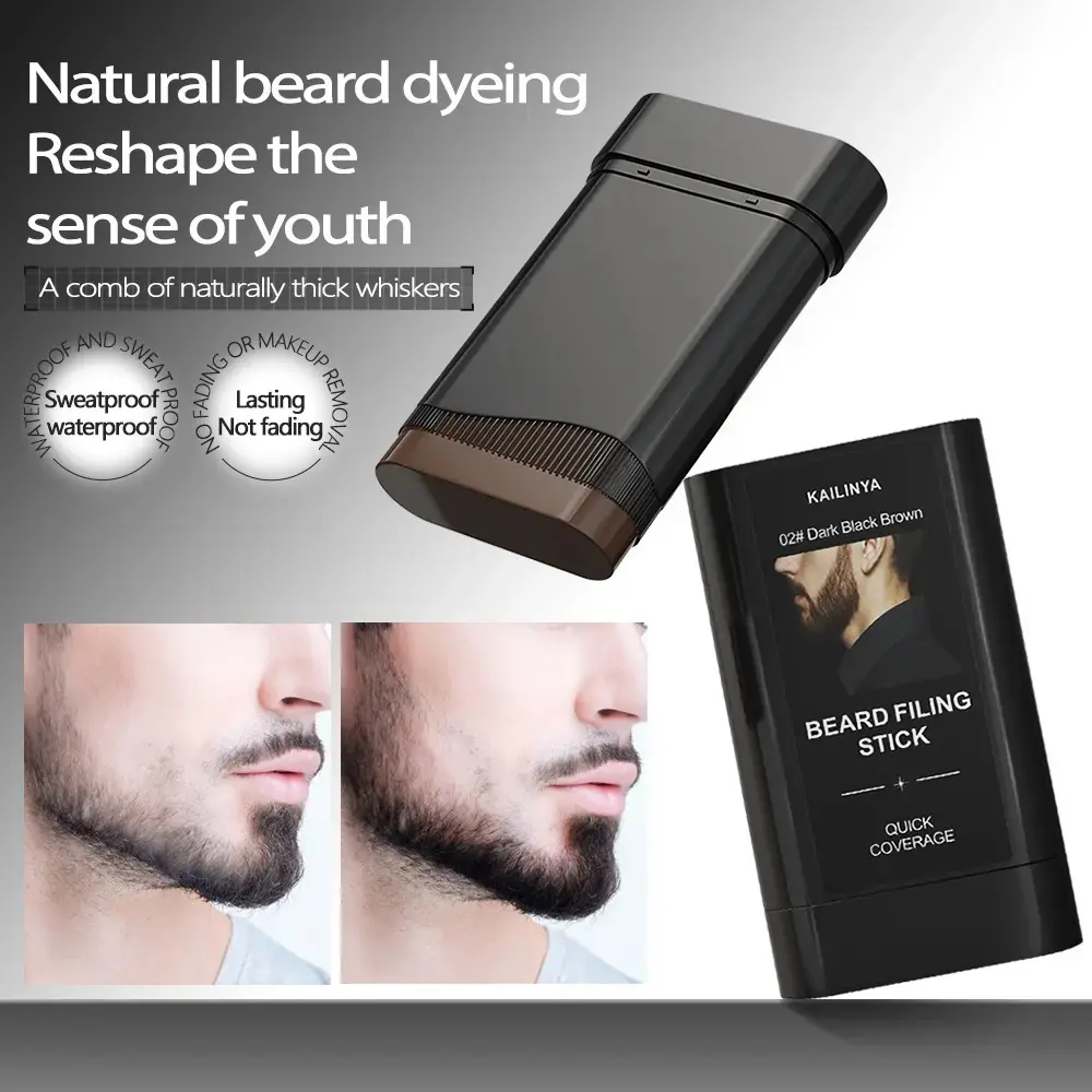Men's Solid Beard Dye Stick Makeup Set - 20g, Fast Touch-Up, Mess-Free, Easy-to-Apply Color, Smooth, Moisture-Rich Formula, Extra-Strength Cream for Neuropathy Relief & Skin Care, Antibacterial, Woody Scent, Daily Home Use