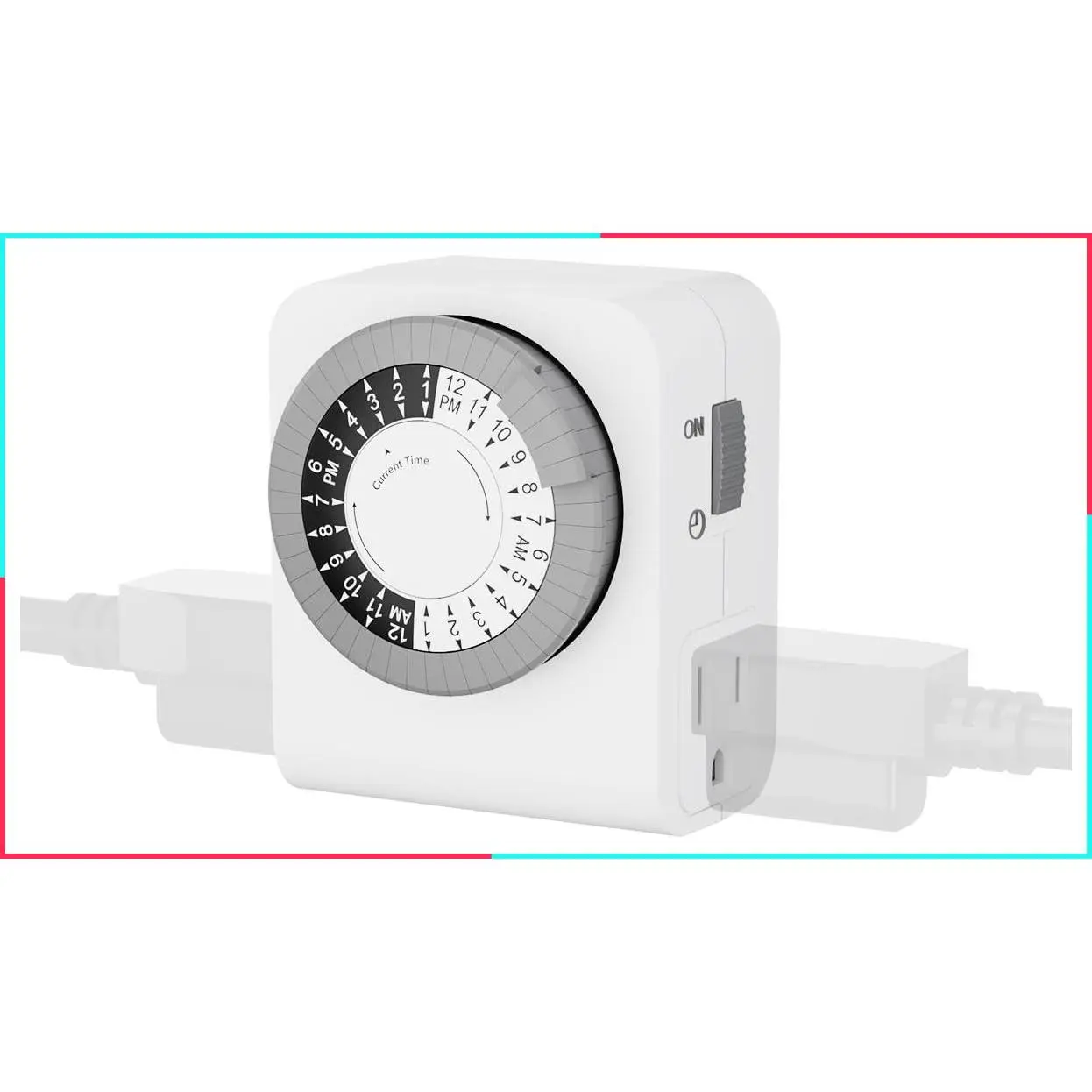 Outlet Timer with 2 Grounded Outlets, Mechanical 24-Hour 3-Prong Timer for Indoor Lamp, Lighting, Fan and Christmas Lights