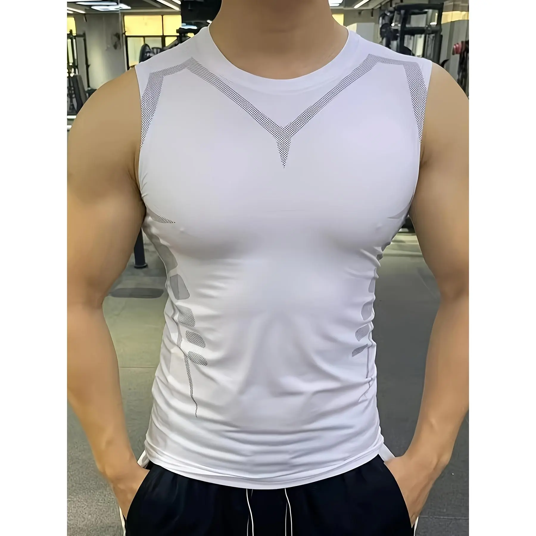 Men'S Basketball Compression Tank Top,-Style Training Vest, Quick-Dry, Stretchy, Breathable Undershirt