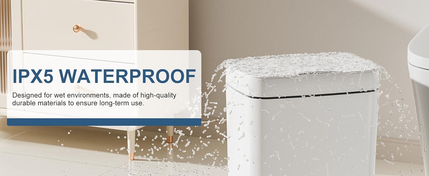 J.C 2 Pack 2.7 Gal Bathroom Trash Can with Lid, Automatic Trash Can Small Garbage Can Touchless, Slim Motion Sensor Waterproof Plastic Trash Bins for Bedroom Office Kitchen Toilet