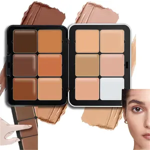 12 Colors Cream Concealer Foundation Palette, Long-Wearing Smudge Proof Blendable Full Coverage Color Correcting Palette, Multi-use Cream Contour Blush Highlighter Makeup Palette for Daily Flawless Face Makeup