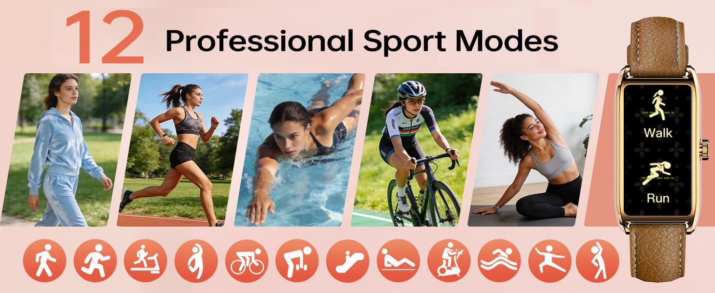 2026 NEW Elegant Leather Strap Smart Watch for Women  Waterproof | 12 Sports Modes Fitness Tracker - Stylish & Cute for Workouts