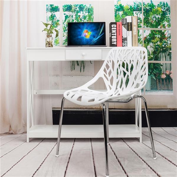 4pcs Modern Stackable Chair Set of 4,Kitchen White Dining Chairs,Birch Sapling Comfy Chairs for Dining Room,Living Room,Waiting Room (White)