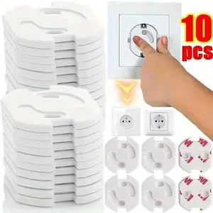 10pcs European Socket Covers - Durable Plastic Safety Locks for Standard Outlets, Secure Socket Protection Covers for Home and Office Use