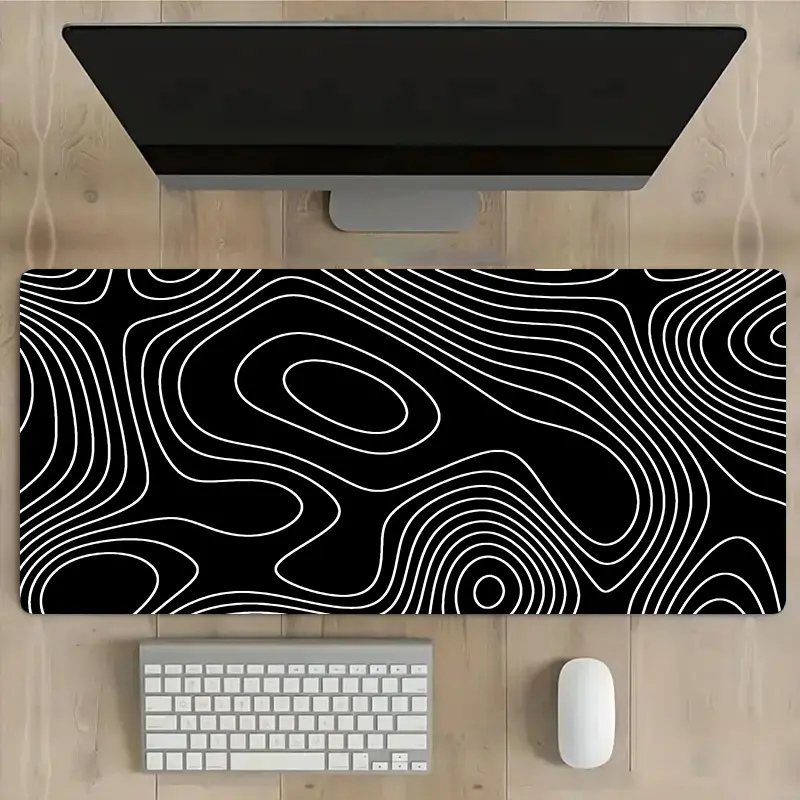 Gaming Desk Mat with Non-Slip Rubber Base - Extra Wide Mouse Pad & Keyboard Mat, Heavy-Duty Office Workspace Mat for Gamers & Professionals, & Abstract Lines Design, Durable Surface for PC, Laptop, Home Use - Ideal Gift for Gamers & Tech Enthusiasts