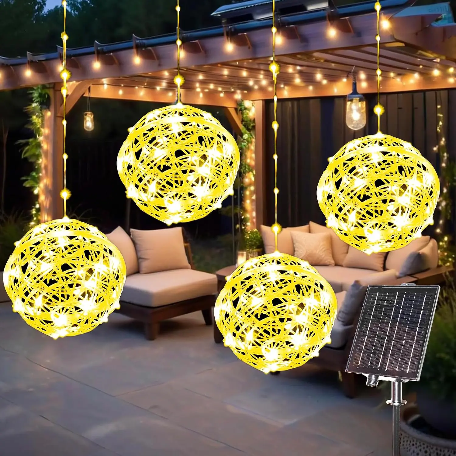 Solar Christmas Ball Lights, Warm White, 4pack | 160LED, Solar  Tree Globe String Lights, 8 Modes, Sphere Lights Outdoor,  Holiday Decor for Garden Porch