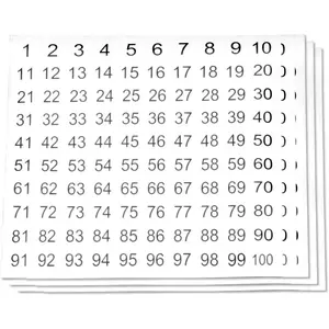 Consecutive Number Stickers 1 to 100 White 0.5" Round Dot Labels  for Classroom Office  Warehouse Inventory Retail Store (100 Stickers per Sheet, 3 Sheets)