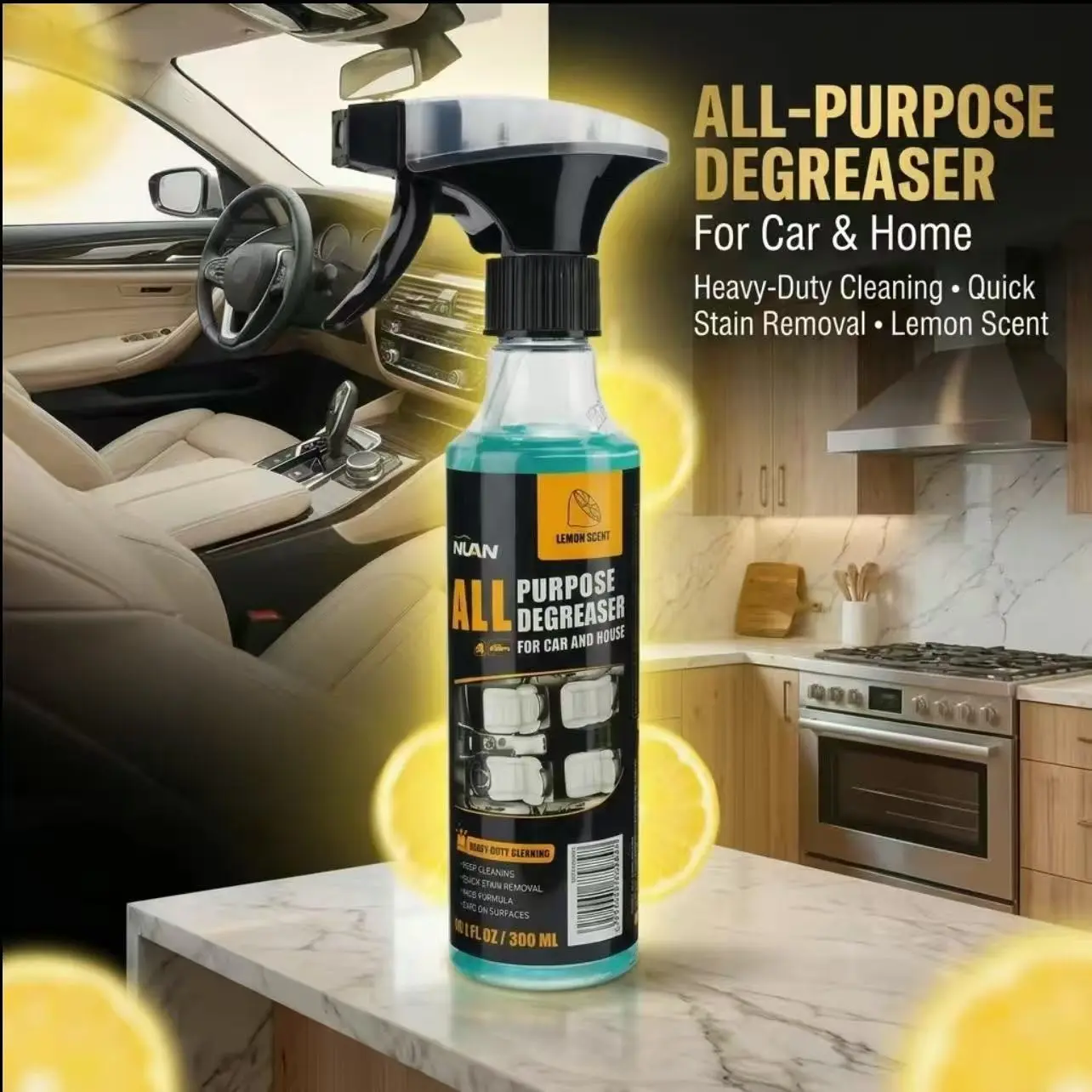 Universal Degreaser Spray 120ML, Multi-Purpose Cleaner for Car Interiors & Furniture, Reduces Odors, Easy Application, Home & Vehicle Use