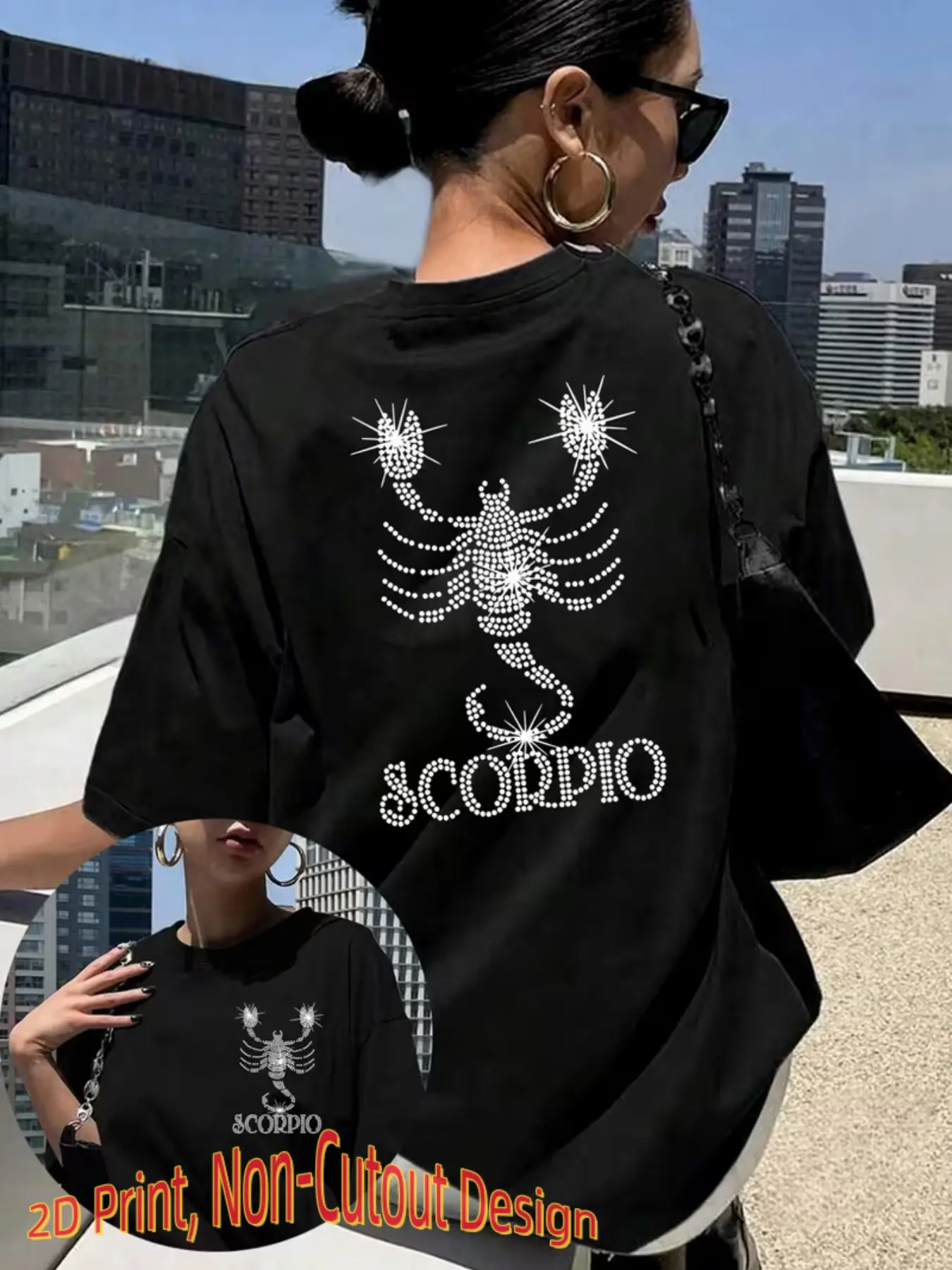 Women's Casual Short Sleeve T-Shirt, 2D Scorpion Print, Breathable Comfort Fabric, Slim Fit, All Seasons, Fashionable and Fun Design