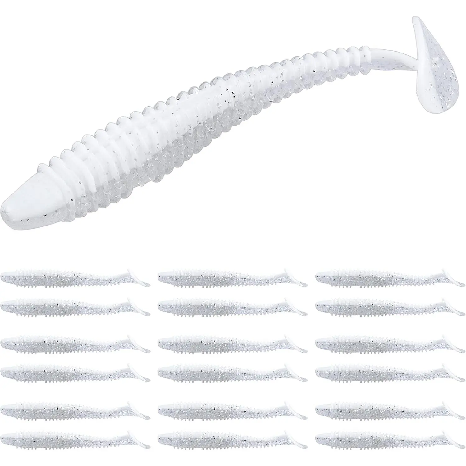 Swimbaits Paddle 10/20/30/40PCS, 5/4/3/2 Inchs Paddle Tail, Soft Lure  Trout Crappie Bass, Durable Plastic Bait Swimmer  Saltwater/Freshwater, Fishing Lover's Gift New model