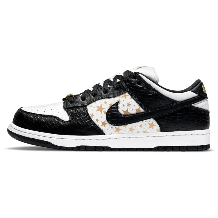 Nike x Supreme Dunk SB Low Top Skate Shoes for Men and Women – Black, White, and Gold Verifiable, with credentials and supporting global authentication