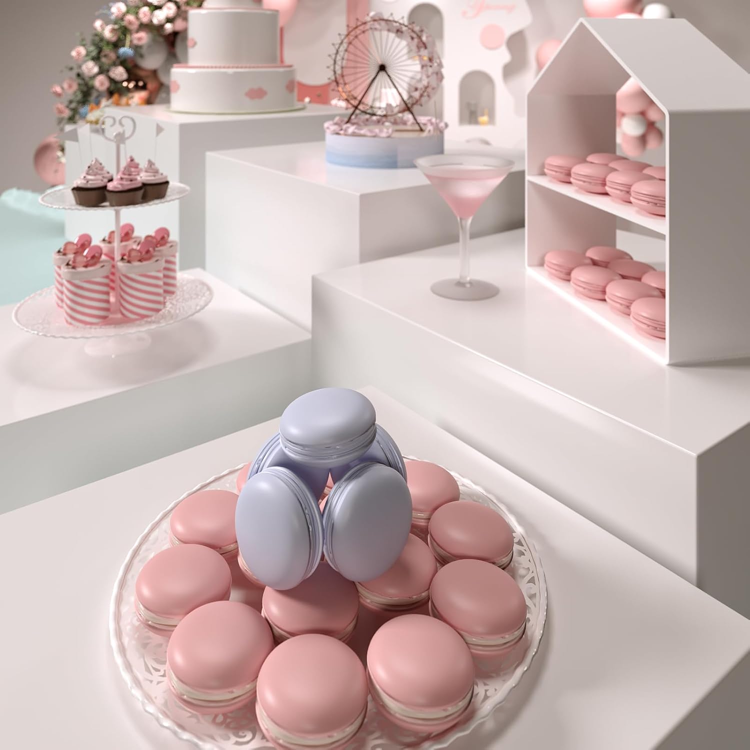 Buffet Risers,  Risers for Buffet Table, Display Stand Shelf for Catering Dessert Collectibles  Figures Show,  Cube Display Nesting Risers with Hollow Bottoms 6 count