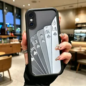 TPU Silicone Durable Casing for iPhone XS Max - Boboiptyjt60584 Celestial Eye Layered Full Cover Protector Accessory, Shockproof Cellphone Case with Silver Spade JQKA Card Array Gift